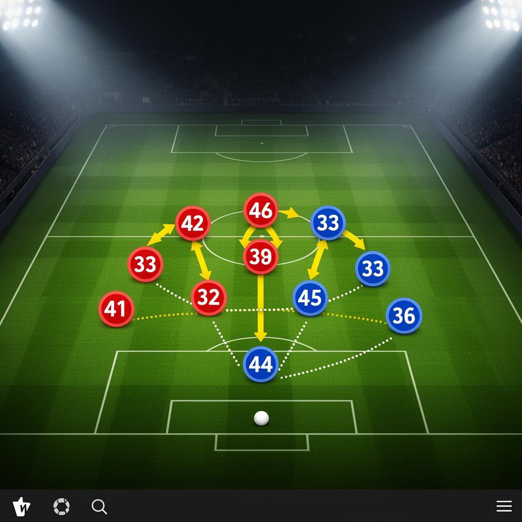 Visualização real do Quadro Tático com escalações e jogadas